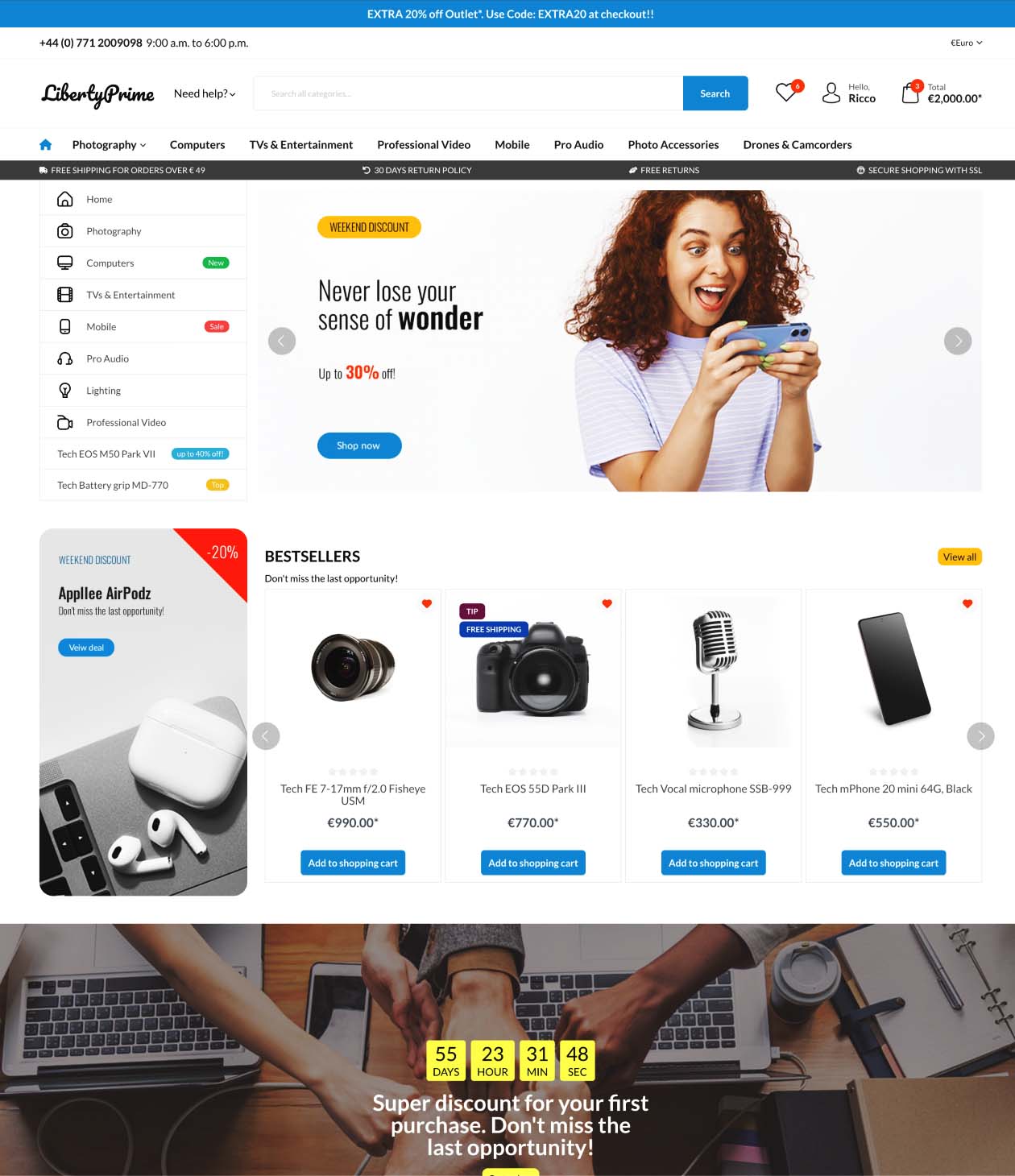 An example of an online technical goods store.